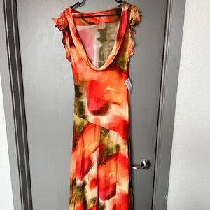 (NWT) Topshop cowl back flutter sleeve maxi dress in abstract floral